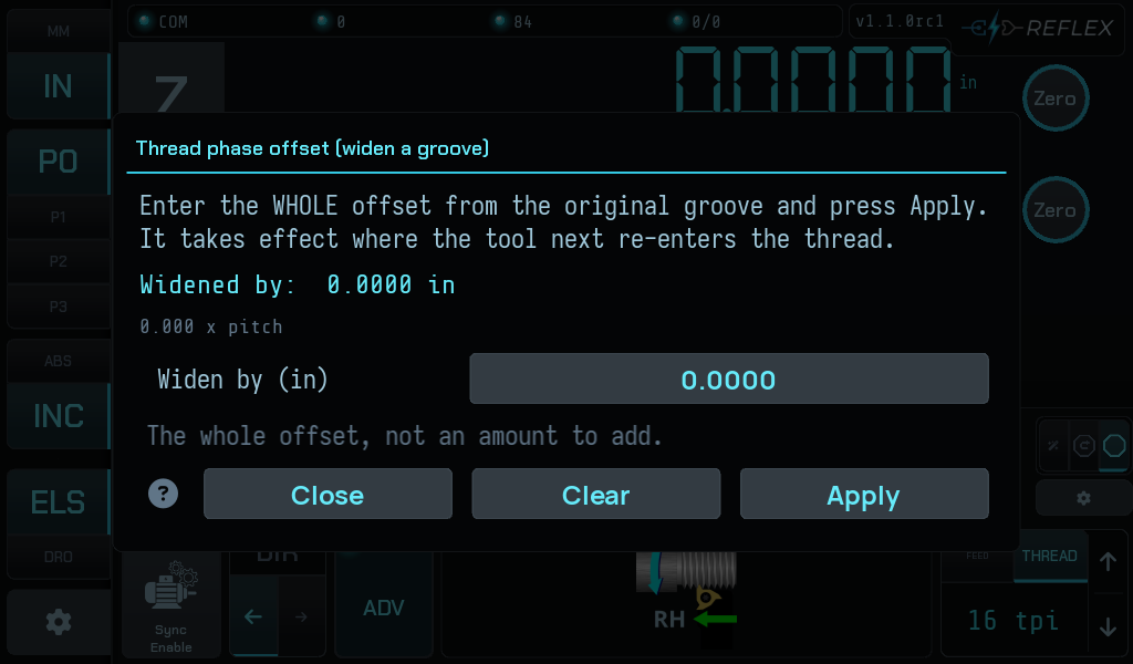 The offset modal, nothing entered