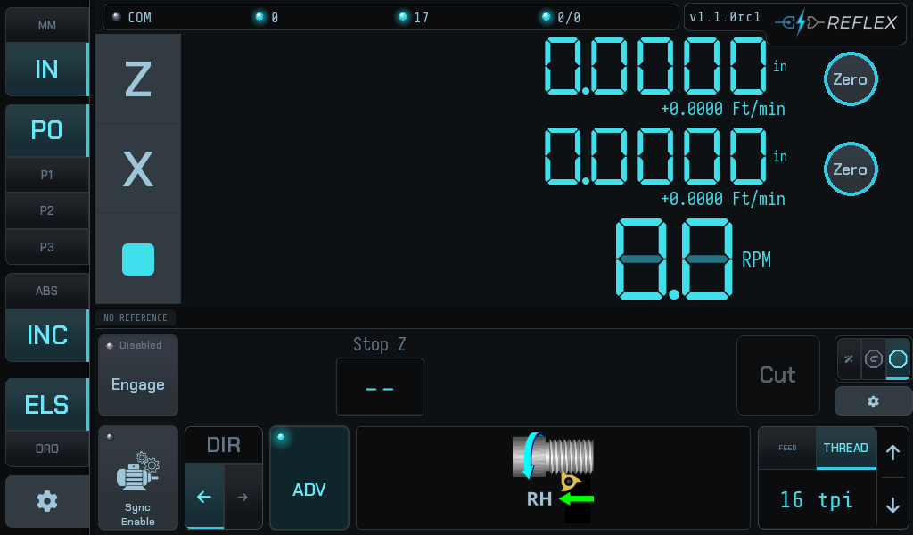 The home screen in ELS mode