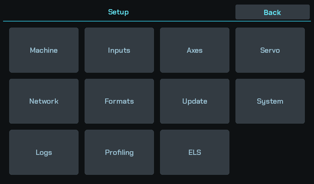 The setup screen